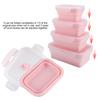 Portable Silicone Lunch Box Set Folding Microwave Safe Lunchbox Food Container Pink