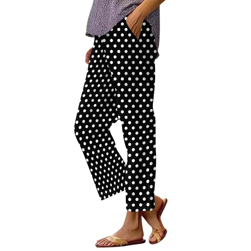 Women's Fashion Printed Elastic Waist Casual Pants with Pockets for Everyday Wear