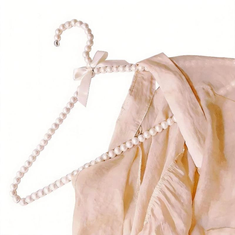 5 Pezzi 15,7 pollici Appendiabiti Per Adulti con Perle Fiocco Sposa Appendiabiti Durevole Mollette Organizer Elegante Mollette Appendiabiti per Abito da Sposa