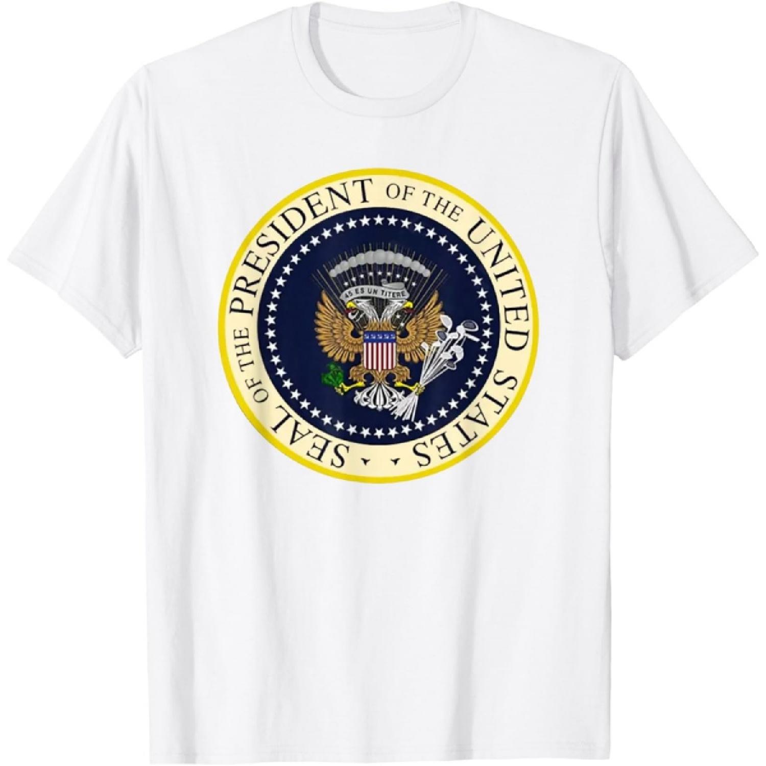 

Fake Presidential Seal T-Shirt 45 Es Un Titere Puppet Trump T-Shirt XXXXXL білий