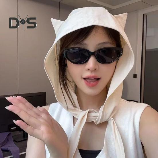 Sunshade Hat with Fixed Straps Adjustable Elasticity Breathable Quick-Drying Demon Hat Solid Color Design Lace-up Hat