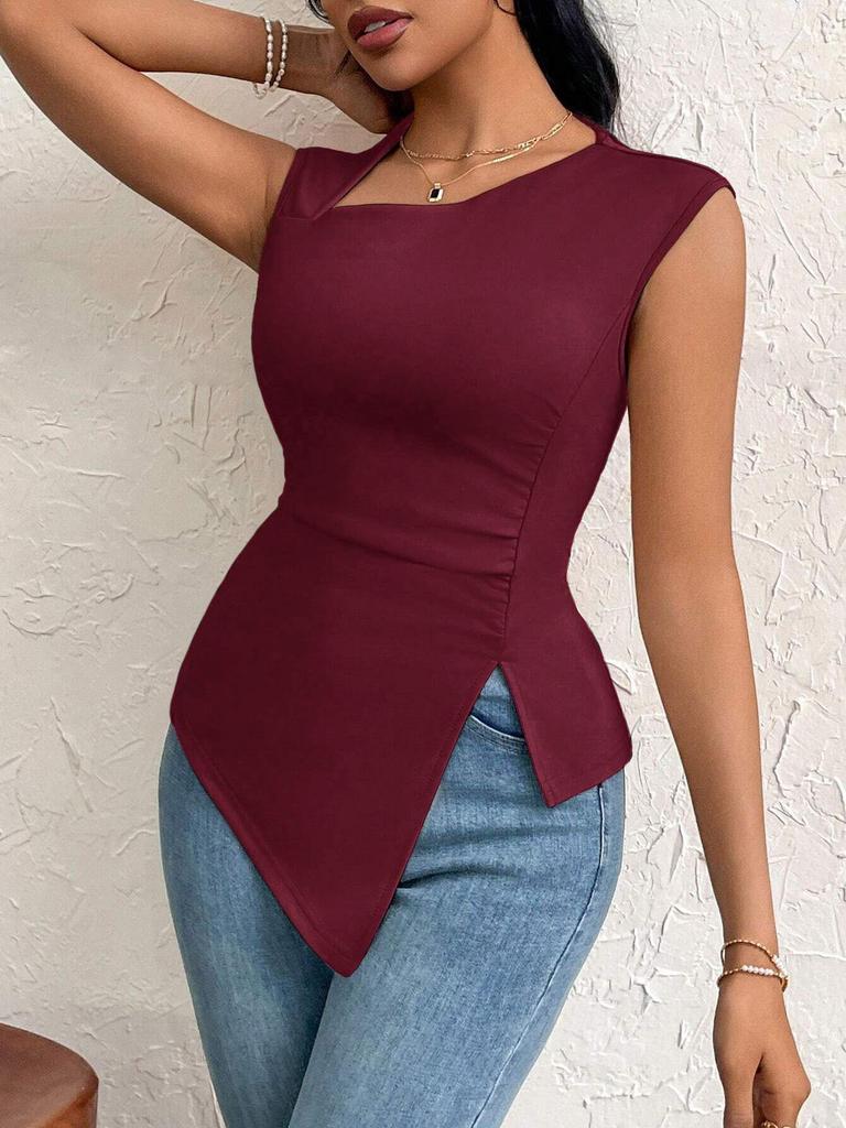 Women's European & American Style Elegant One-Shoulder Slim T-Shirt - Spring/Summer 2026 Collection