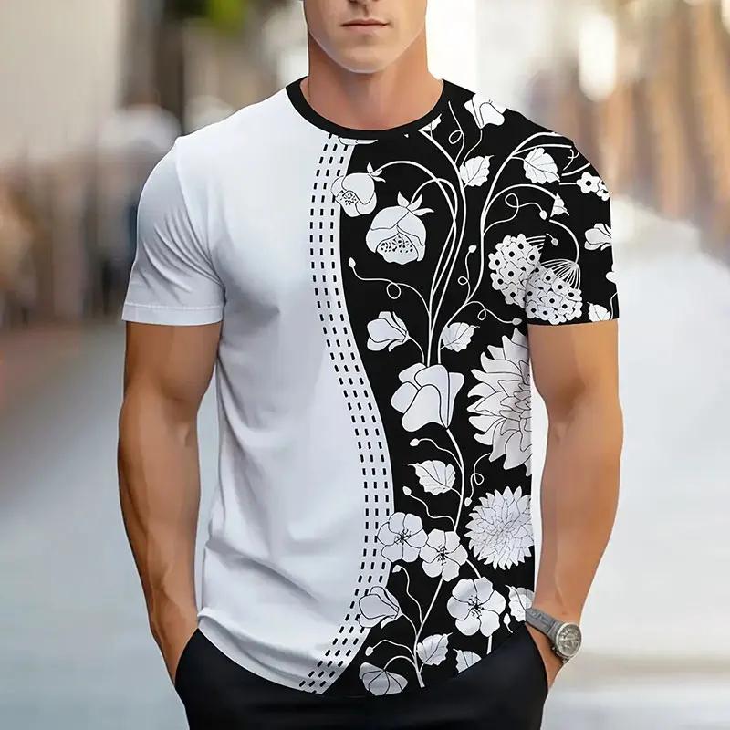 Fashion Retro Mathematical Element Pattern Men T-shirt Creativity Summer Casual 3D Printed Round Neck Short Sleeve Tees Top