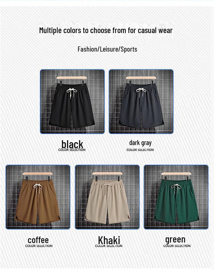 2024 Letní Pánské Ležérní Šortky Hong Kongského Střihu Volného Střihu Jednobarevné - Trendy, Velká Velikost