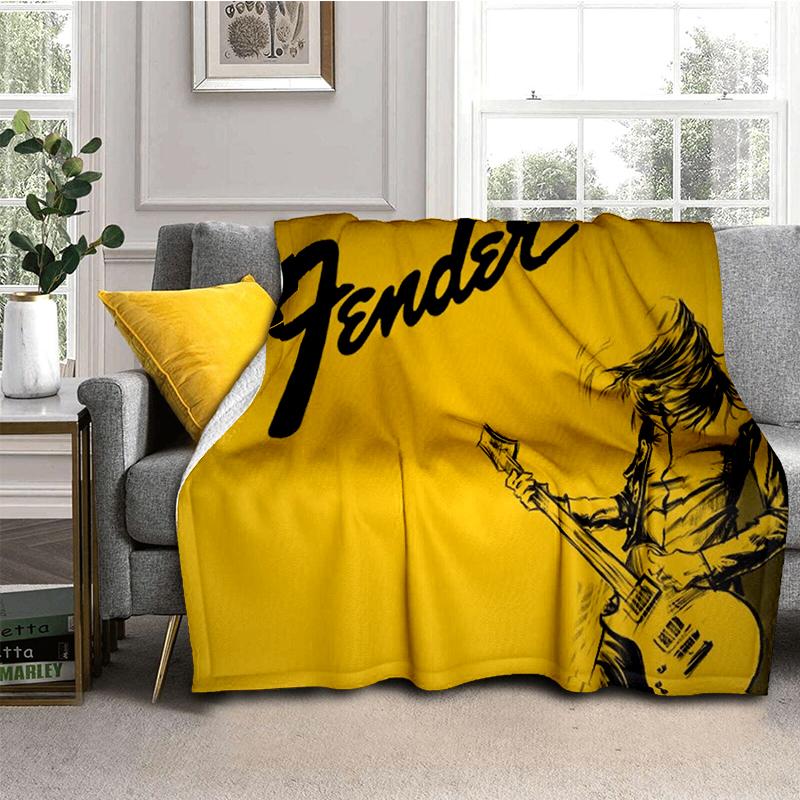 29 Stil Neu Fender Retro Gitarre Instrumente Musik Logo Decke, Weiche Überwurfdecke für Zuhause Schlafzimmer Bett Sofa Reise Picknickdecke