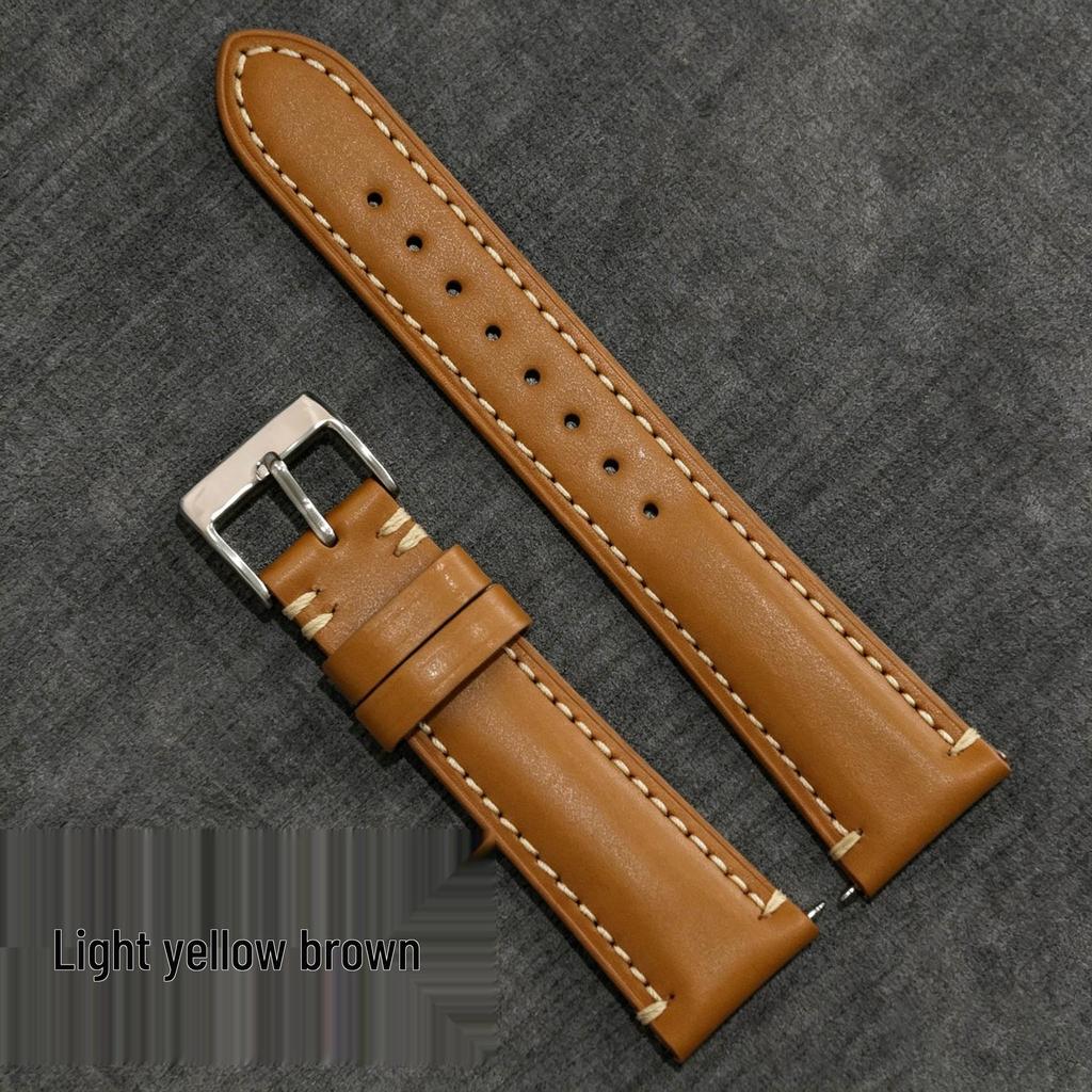 High-Quality Retro Genuine Leather Pin Buckle Watch Strap for Men and Women, Top Layer Cowhide Watch Band