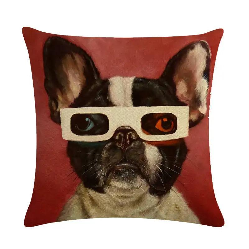 Lovely Animal Oil Painting Pillowcase Flax Cushion Leaning On Household Sofa Adornment Cushion Leaning On Covers