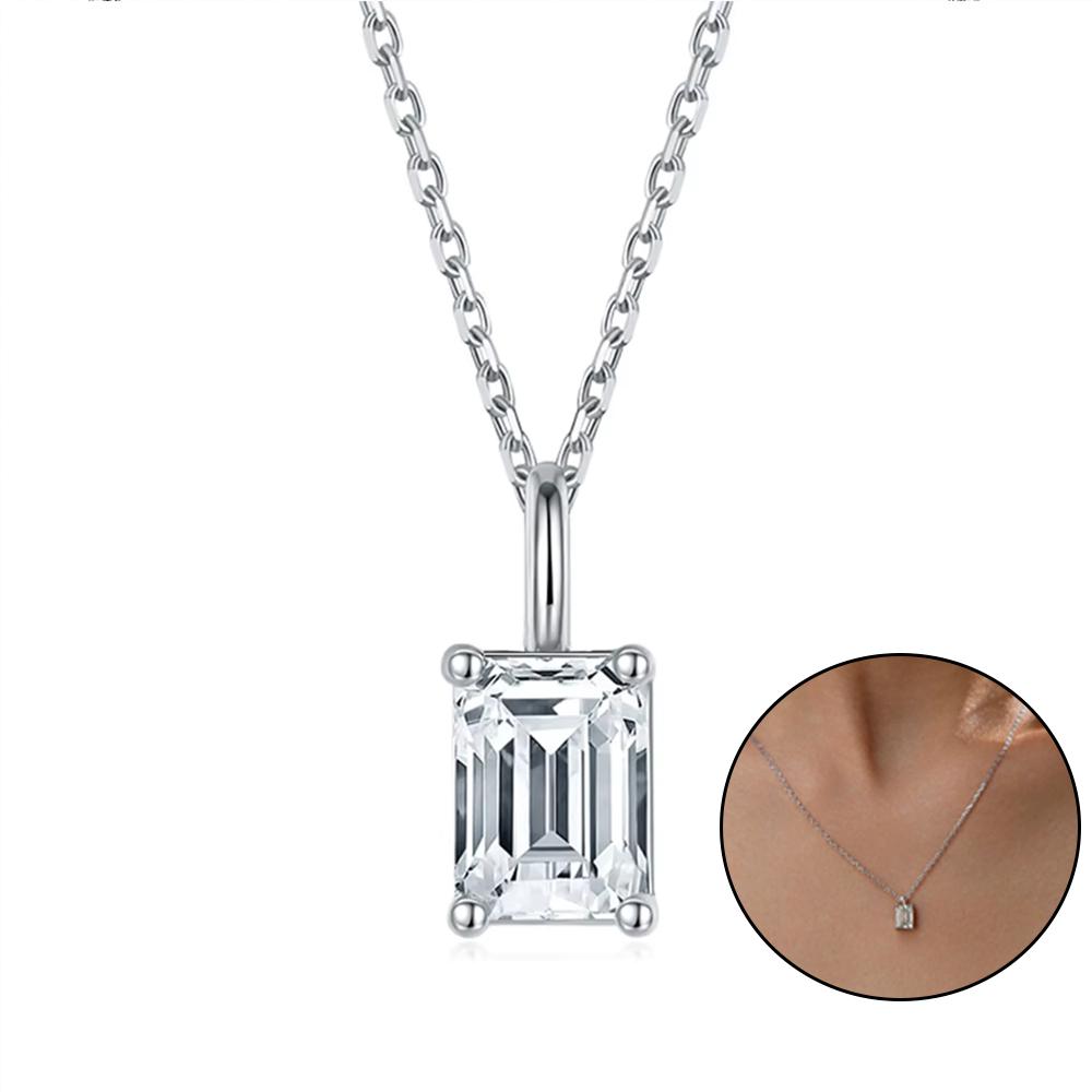 1CT 2CT Solitaire Moissanite Pendant Necklace for Women Pear/Oval/Marquise/Emerald Cut Lab Diamond S925 Silver Necklaces Jewelry