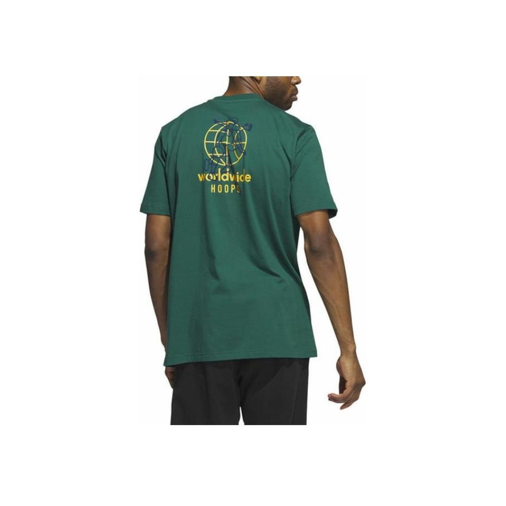 Adidas Basketball Series Graphic Print Sports Crew Neck Short Sleeve T-Shirt Men Tops Green IM4615