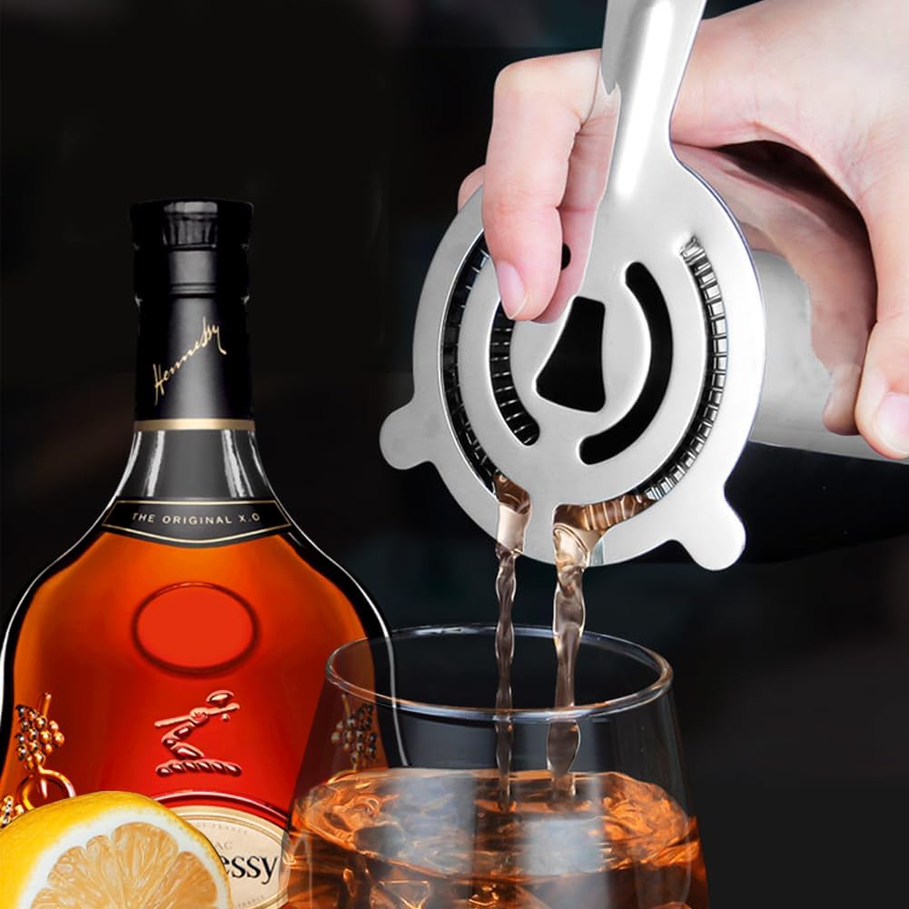 SwirlColor Strainer, 2 Pack Stainless Steel Sieve Professional Bar Cocktail Filtering Tool for Bar Restaurant Home -Silver