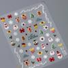 Cute Animals Bear Dog Cake Sweet Cherry Grid Bowknot Star Line Fruit Relief Self Adhesive Nail Art Stickers 5D Manicure Decals