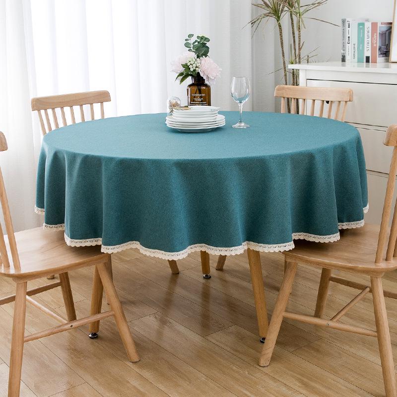 Round Waterproof & Oil-Proof Tablecloth - Solid Color, Premium Quality, Wash-Free Dining Table Cover