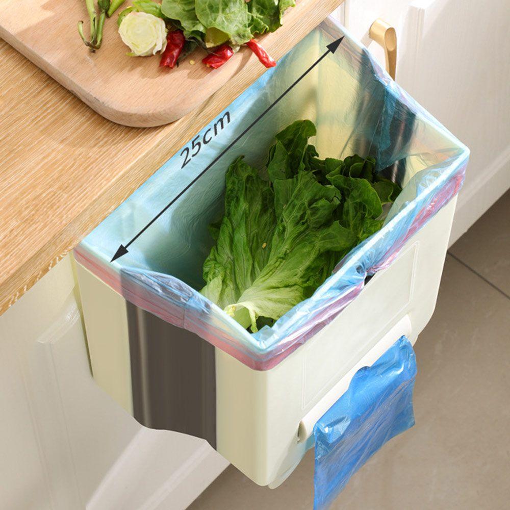 Plastic Hanging Trash Can Foldable Wall Mounted Garbage Can New Kitchen Compost Bin Cabinet Door