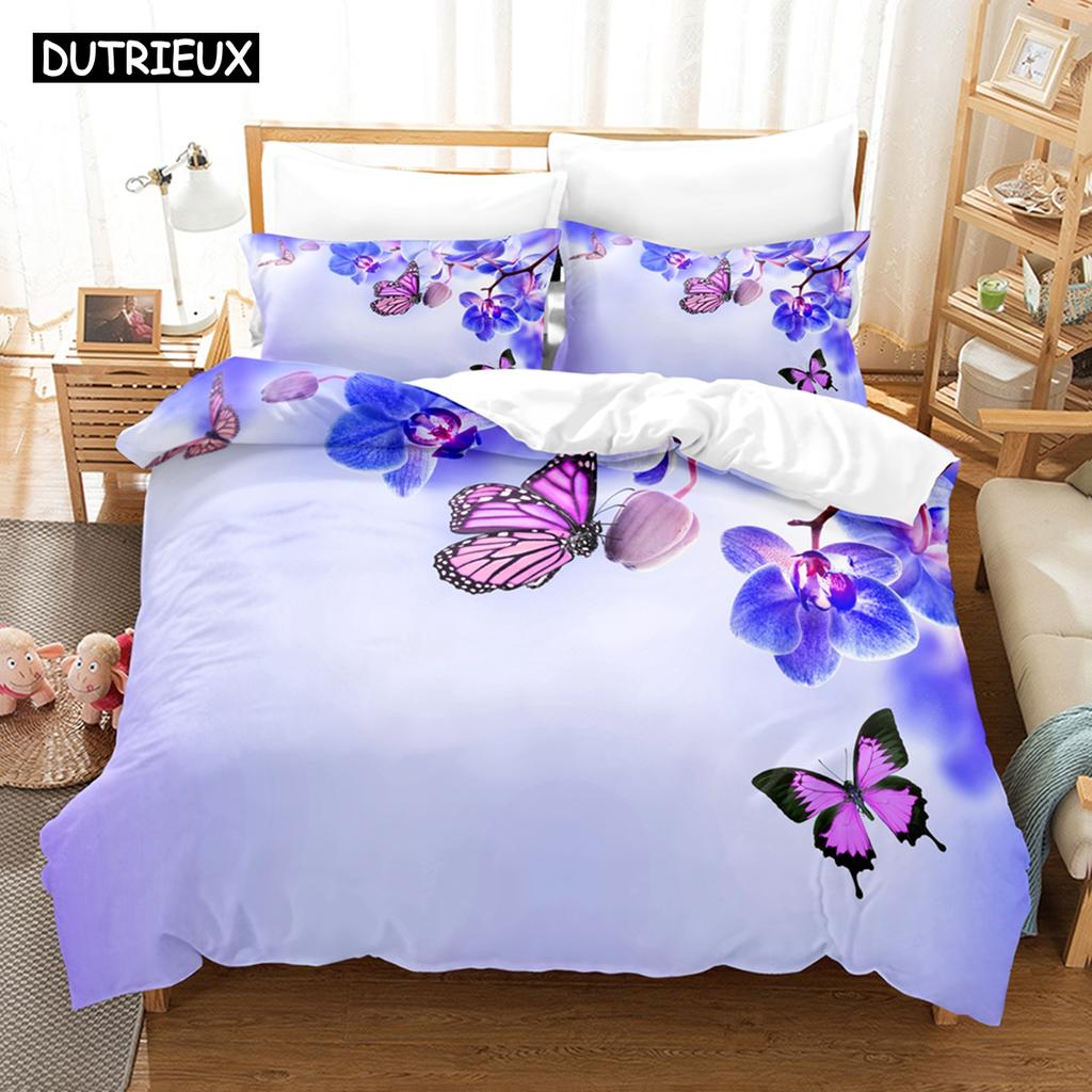 Zestaw pościeli 3D Butterfly Strike w dół poszewka na kołdrę z poszewką na poduszkę podwójna kompletna pościel Queen King