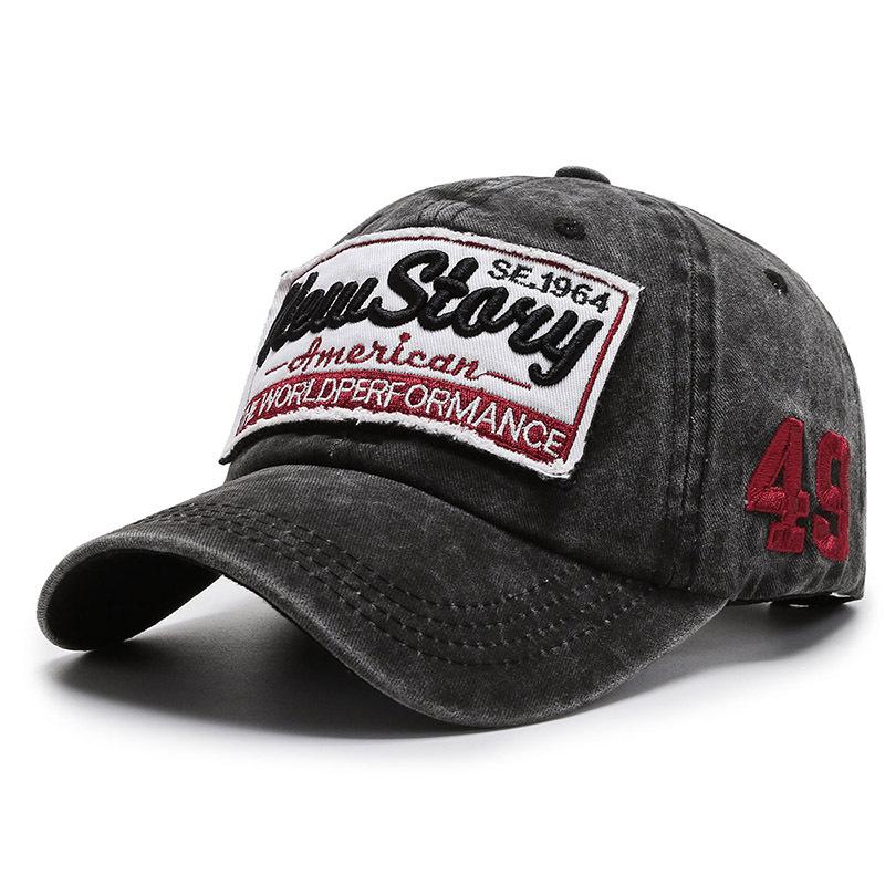 Hat Men's Washed Cloth Baseball Cap Patch Embroidery Cap Sun Hat Spring and Autumn Casual Hat
