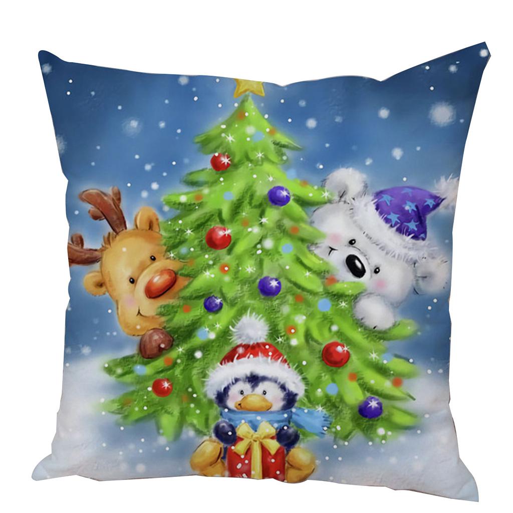 Kissenbezug Weihnachtsmann Kissenbezug Dekoration Niedlicher Cartoon Schneemann Kissenbezug Zuhause Sofa Lendenwirbelstütze Stickerei