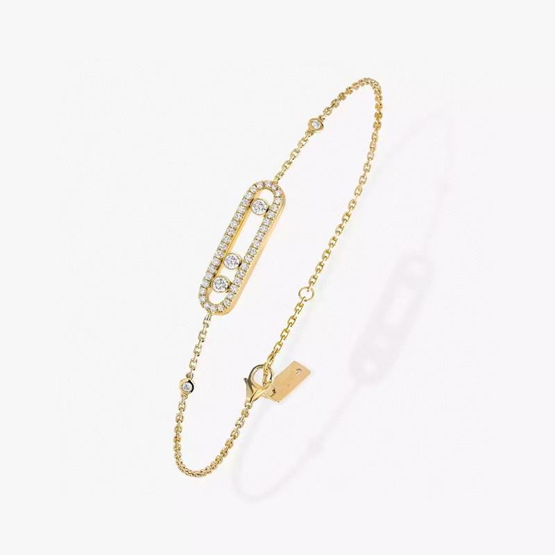 Full Diamond Bracelet Rose Gold Three Diamond Sliding Adjustable Zircon Silver Plated Jewelry