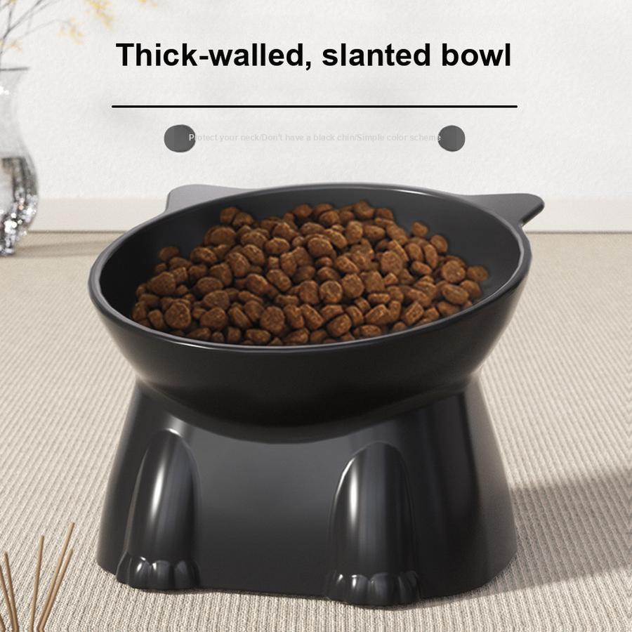 Large Capacity Cat Food Bowl Plastic Elevated Cat Bowl Anti-Spill Pet Water Bowl for Cats