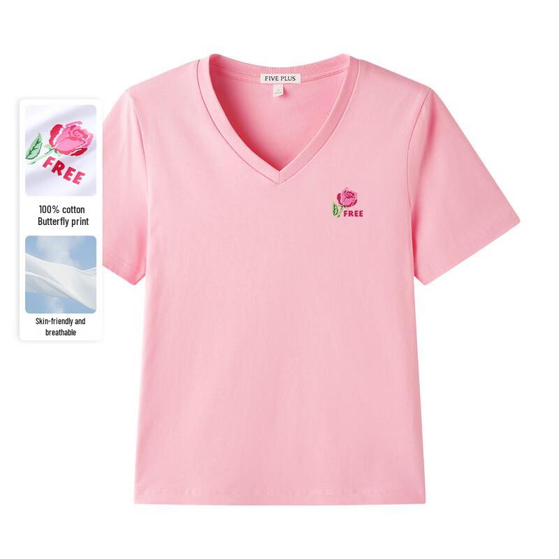 FivePlus Women s Casual V-Neck Cotton T-Shirt S