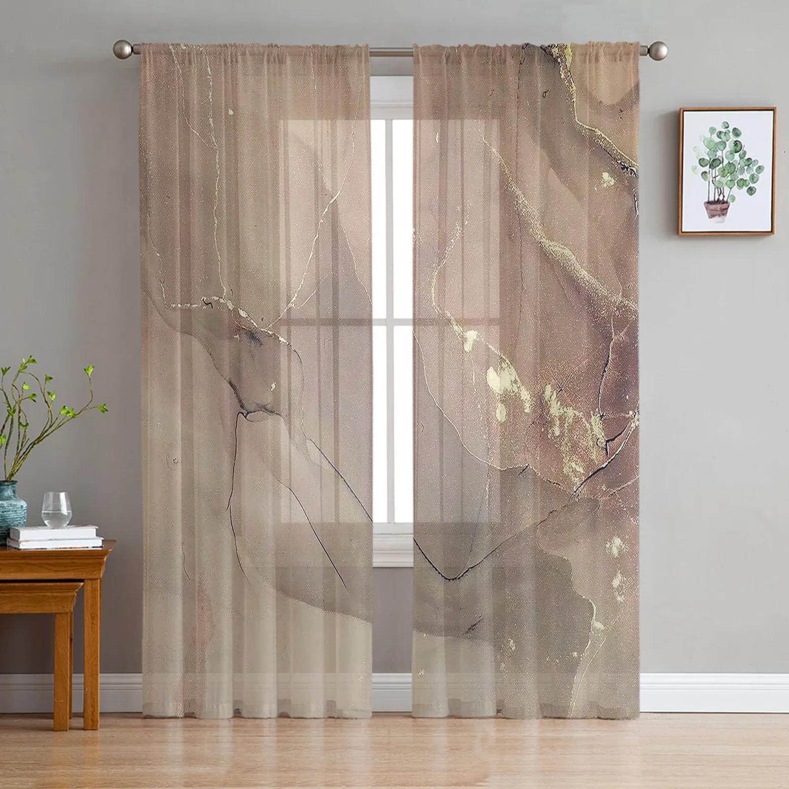 

Marble Artistic Texture Forest Green Transparent Curtains for Bed Chamber Living Room Ornamentation Window Panel Curtain Perfect for Cooking Area W135 x H115cm x1&Rod Pocket