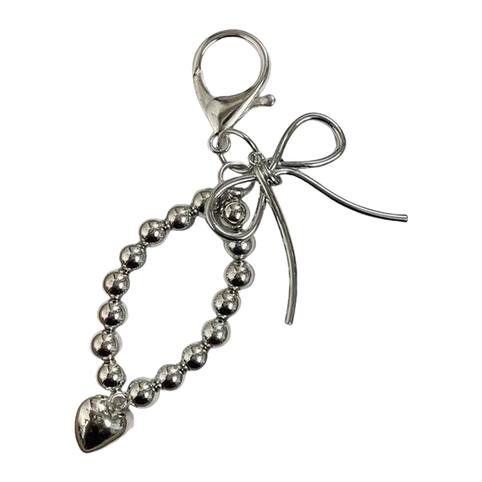 

Брелок для ключей с сердечком, бантиком и бусинами, милые украшения, брелок, подвеска-шарм для рюкзака, сумки, подарок для девочек, женщин 7