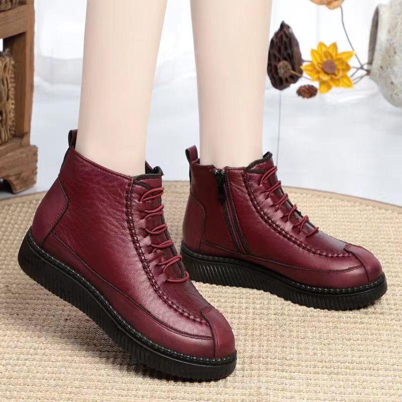 Damen Winter Warme Plüsch Baumwollstiefel Rutschfeste Weiche Sohle Dicke Isolierung Ältere Mutter Oma Schneestiefel