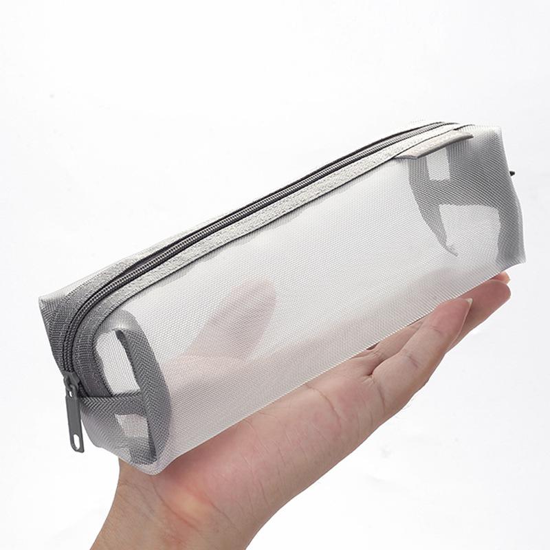 3D Minimalist Clear Mesh Pencil Case - Student Exam Large Capacity Portable Organizer