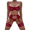 Women's Sexy Underwear Set Lace Fashion Sexy Lingerie See-though Garter Belt Thong Suit GZW
