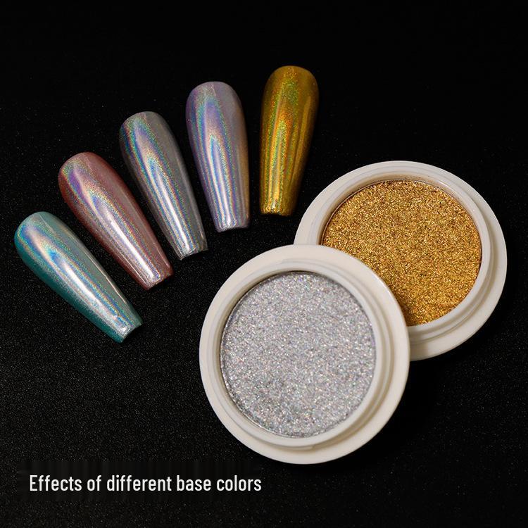 Solid Laser Powder for Nail Art: Gold, Silver, Titanium, and Mirror Glitter