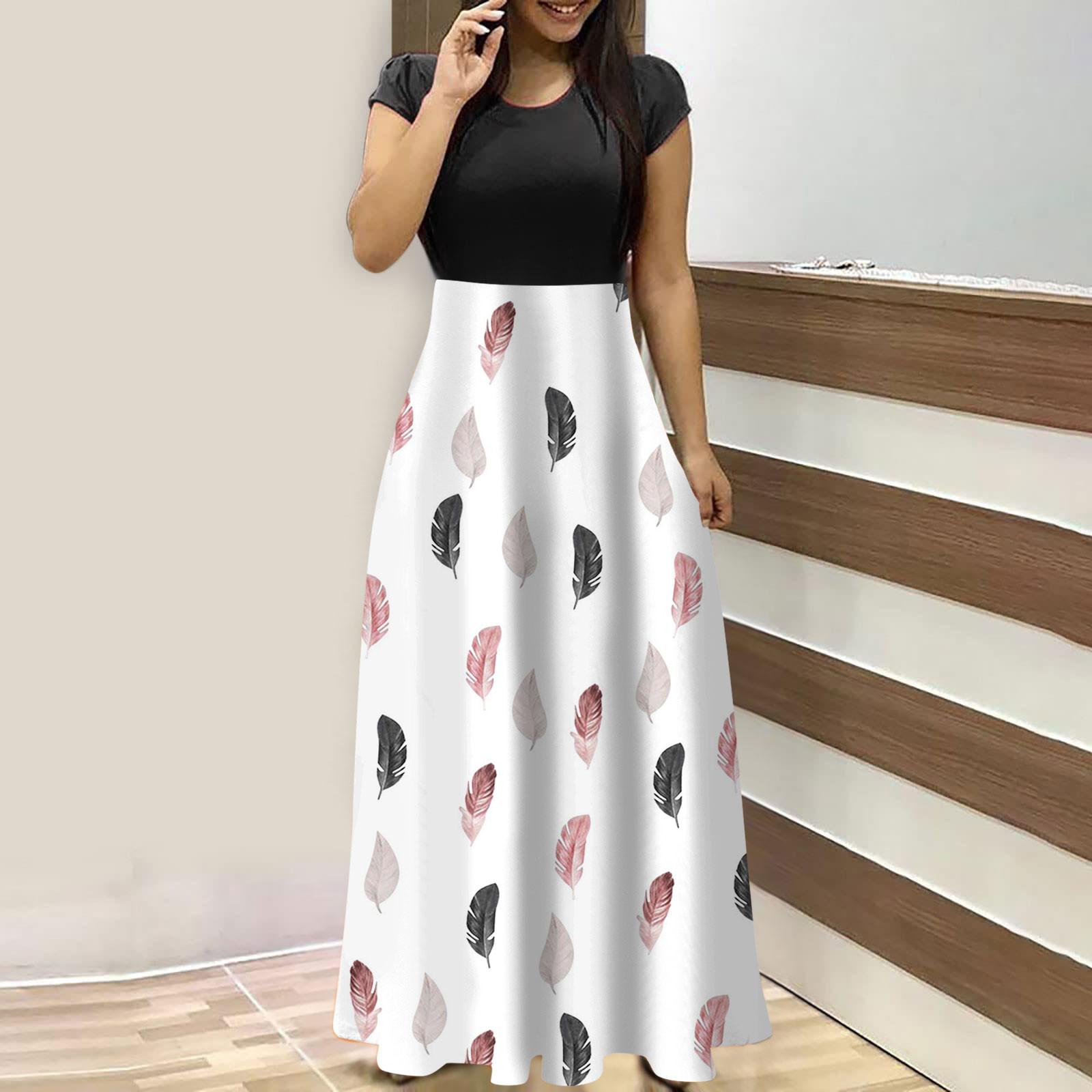 

Женские модные повседневные свободные платья с круглым вырезом и коротким рукавом XXXL