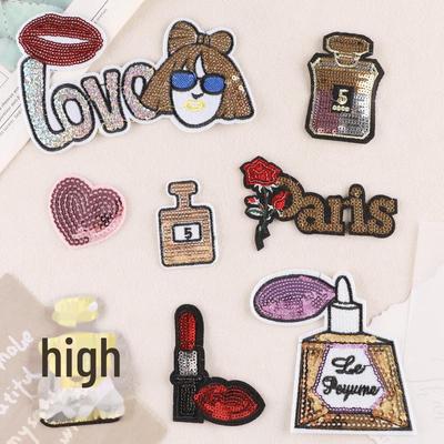 Duoku Perlen & Pailletten Besticktes Stoffetikett für DIY Kleideraufnäher