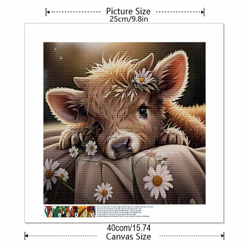 New Arrival 5D DIY Full Circle Diamond Painting "Cute Calf" Embroidery Cross Stitch Home Decor Gift