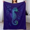 Tribal Seahorse Throw Blanket Foldable Soft Warm Blanket for Outdoor Use