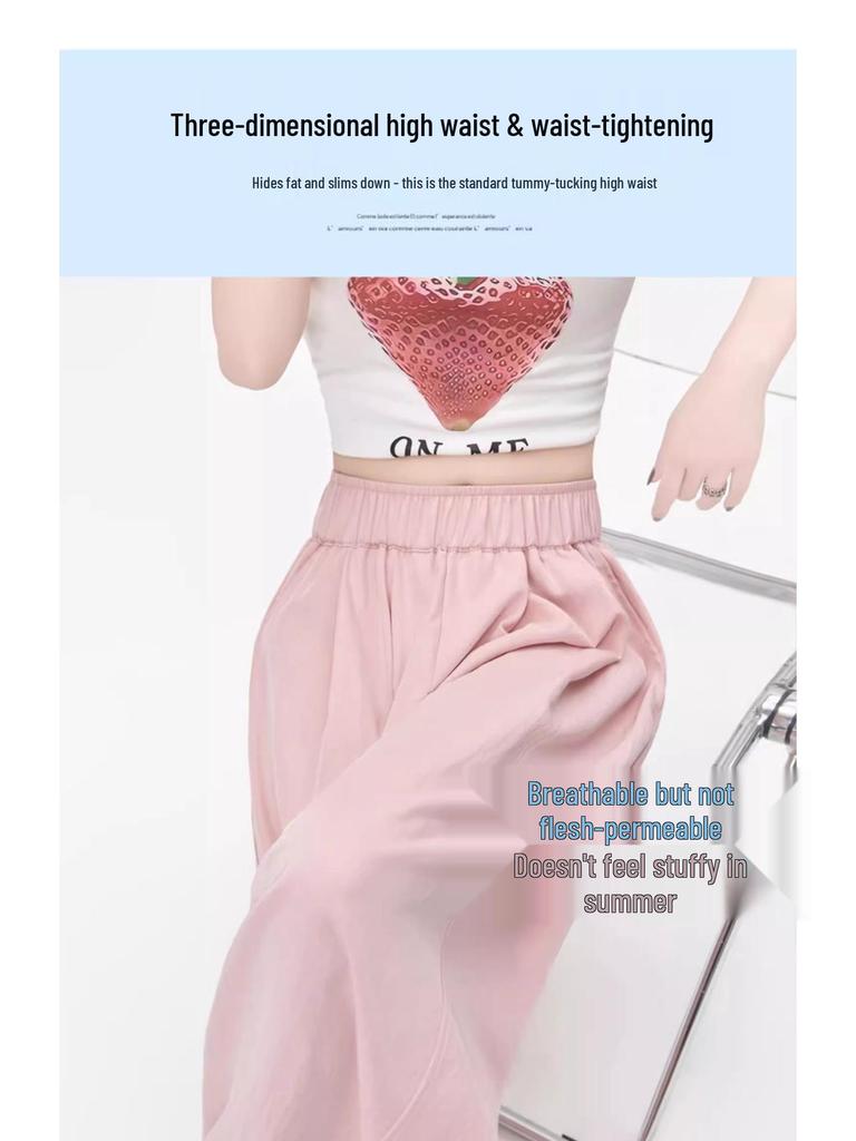 Women's High Waist Cotton Linen Wide Leg Pants - Plus Size, Casual Slimming, Spring/Summer