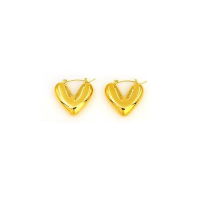 Orecchini a Cuore in Titanio Placcato Oro - Acciaio Inossidabile, Design alla Moda per Donne