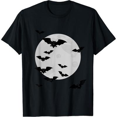 Flying Bats Moon Creepy Gothic Halloween Costume T Shirt