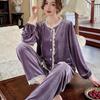 Autumn and Winter Xiaoxiangfeng New Pajamas Women's Golden Velvet Long-sleeved Lace Retro Internet Celebrity Style Can Be Worn Outside Loungewear