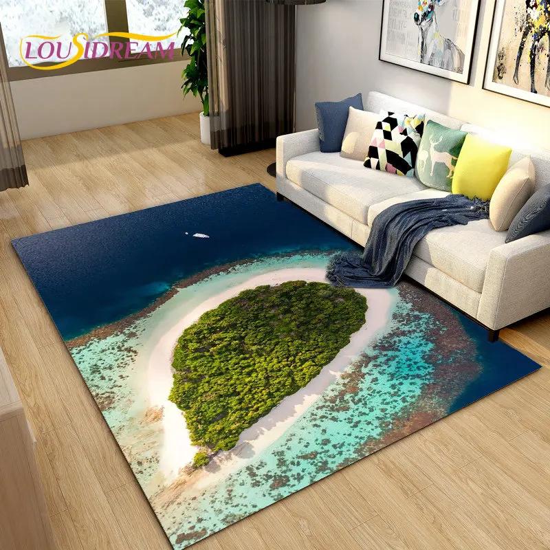 3D Ocean Seawater Beach Water Scenery Area Rug,Carpet Rug for Living Room Bedroom Sofa Doormat Decoration,Kid Non-slip Floor Mat