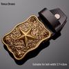 Tiger Head Alloy Western Cowboy Leather Belt with Smooth Buckle