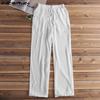 Pantaloni lunghi in lino e cotone da uomo Pantaloni casual dritti larghi taglie forti 4 colori