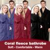 1PC Unisex Thickened Coral Fleece Bathrobes, Men's and Women's Adult Bathroom Towels Apron Bedroom Shawl Collar Bathrobes