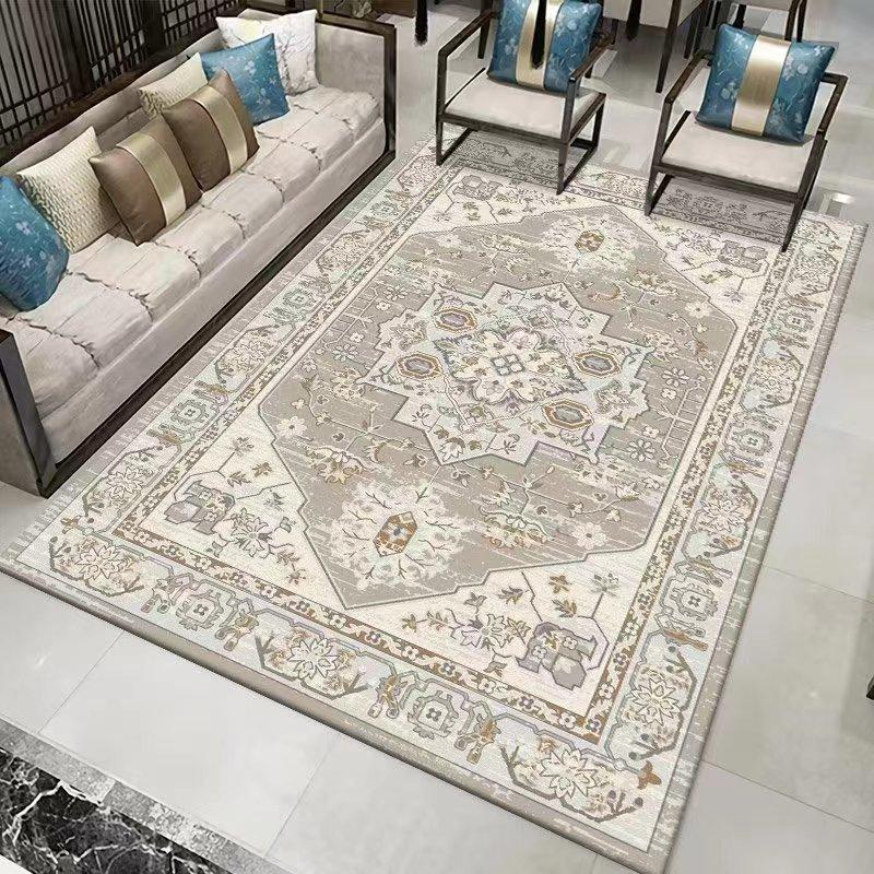 

Living Room Mat with Floral Pattern, Washable Modern Mat for Bedroom Entryway Lounge Soft Luxurious Non-Slip Thick Elegant Dreamy Landscape Fashion 100*160CM