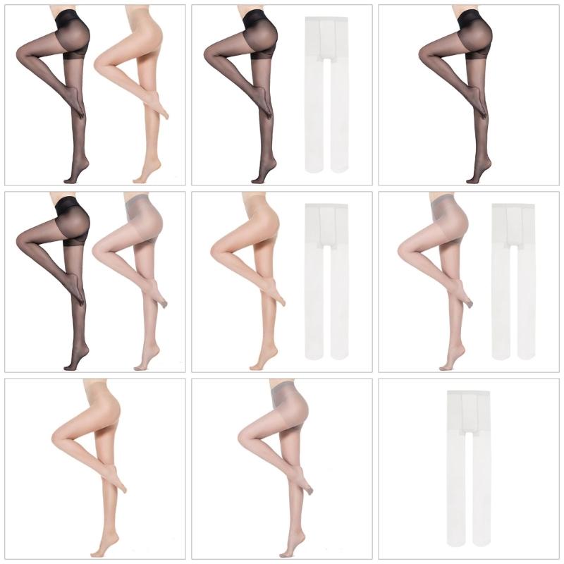 2Pcs High Elasticities Ultra Sheer Pantyhose for Women Breathable Fabric See Through Tights High Waist Stockings Hosiery