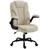 Office Chair, Ergonomic Desk Chair with Flip-up Armrest, Pocket Springs, Swivel Wheels, Adjustable Height, Beige