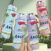 1PC Los Angeles Palm Car Retro Print 750ml Color Plastic Sports Water Bottle Leakproof Flip Straw Lid Suitable for Sports Office Home Use
