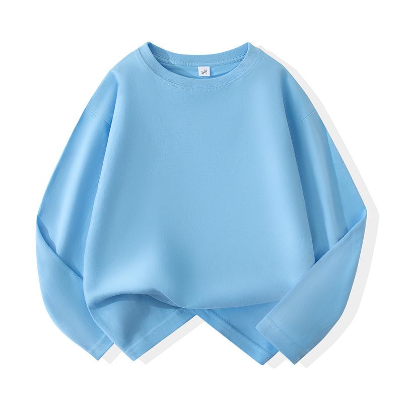 Kids' Solid Color Long-Sleeve Cotton T-Shirt for Boys & Girls, Customizable Base Layer for Older Children