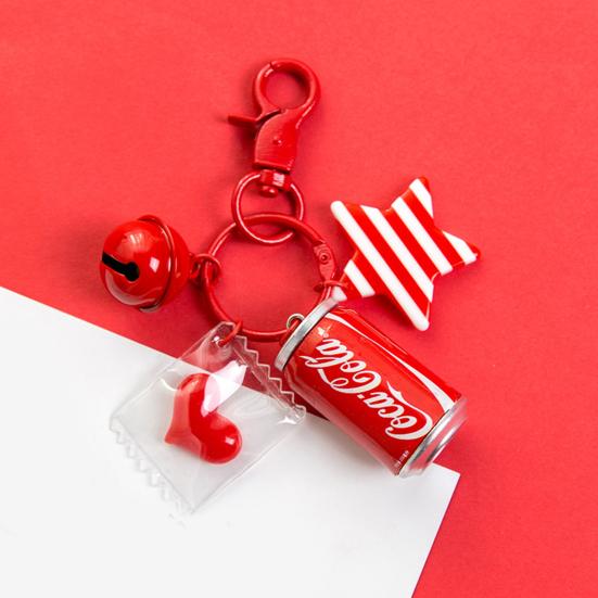 Key Chain Delicate Craft Cartoon High Simulated Funny Couple Accessory Decorative Portable Red Cola Bottle Keychain Car Pendant