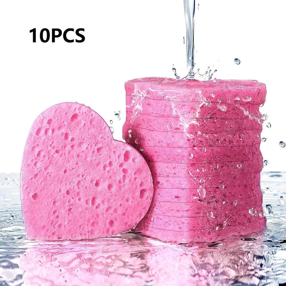 10 packs of compressed facial sponges, suitable for daily cleansing and gentle exfoliation, 100% natural cellulose beauty sponge