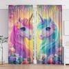 Cute Cartoon-colored Pony Pattern Print Drapes Room Darkening Window Curtains Home Decor,Rod Pocket Blackout Curtains Bedroom