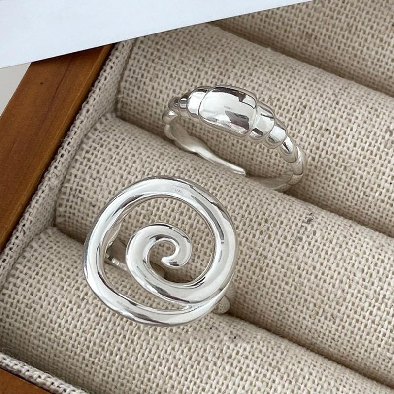 Silver Plated Spiral Rings for Women Copper Metal Croissant Open Index Finger Ring Fashion Jewelry Party Gifts